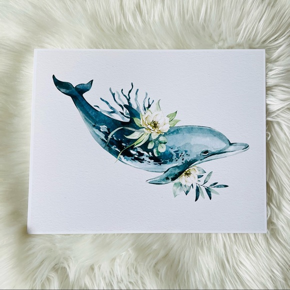 Wall Art Watercolor Dolphin Print Poster Unframed - Picture 11 of 16